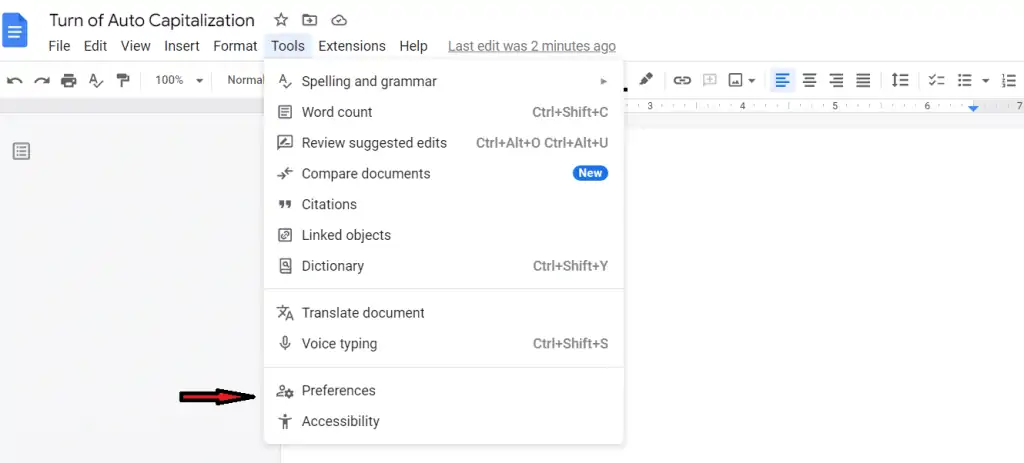 Turn Off Auto Capitalization In Google Docs First