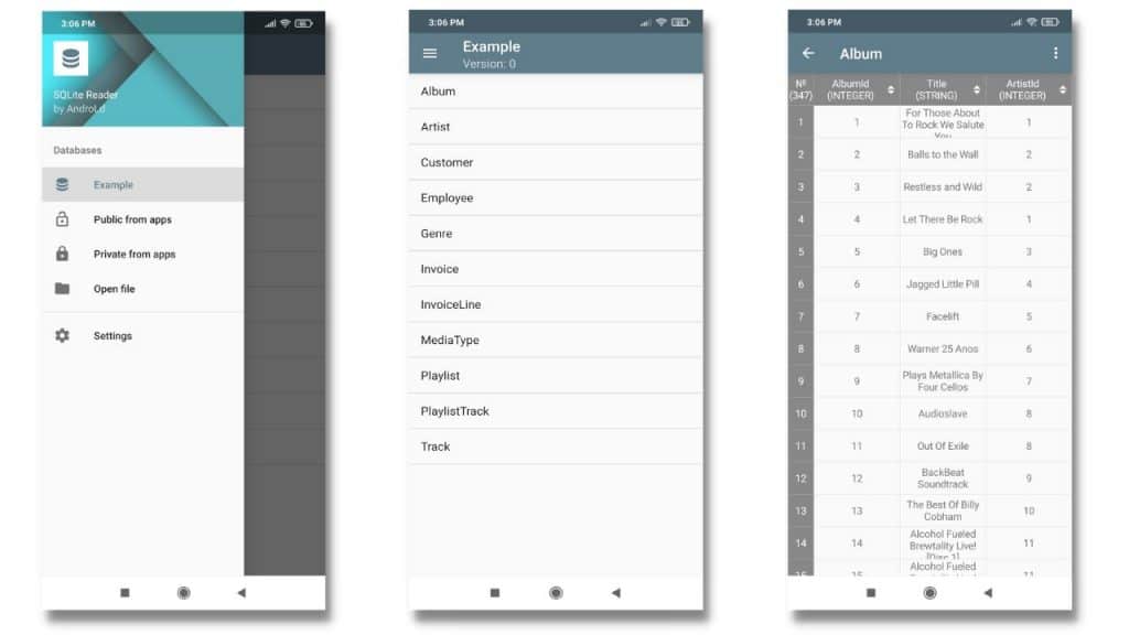 SQLite Reader for how to open DB files on Android