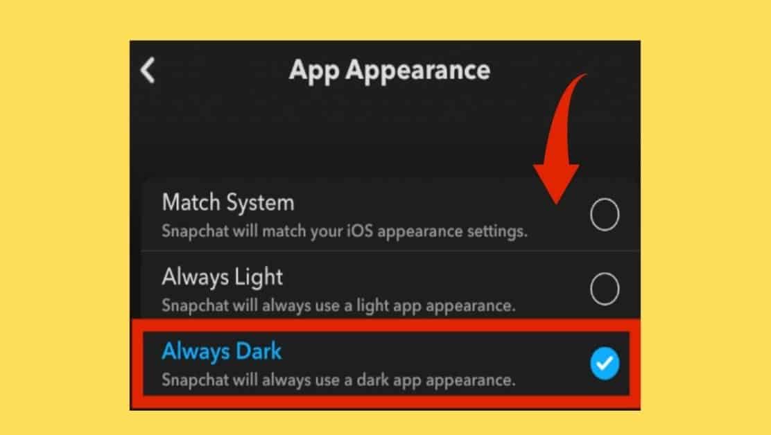 Snapchat Dark Mode Feature on iPhone and iPad