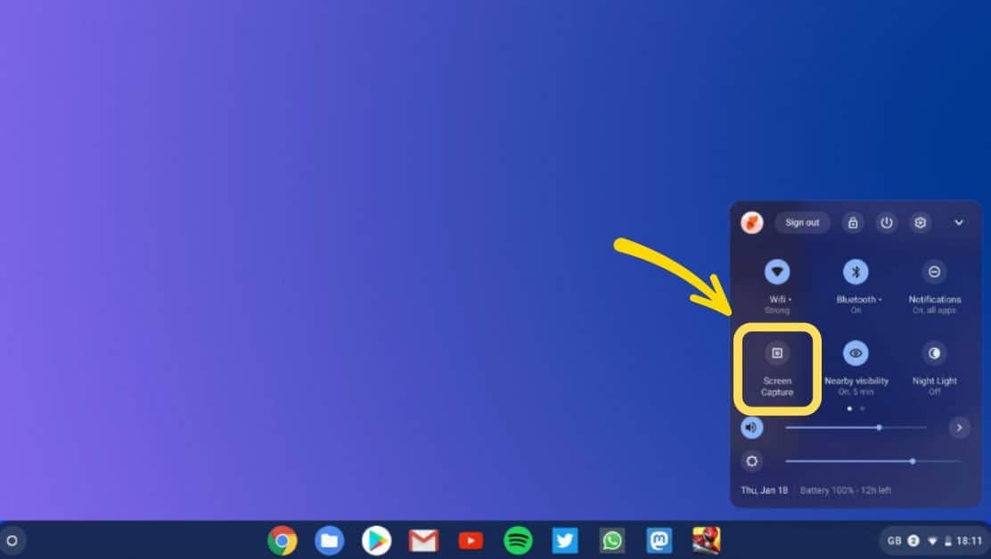 quick settings on chromebook