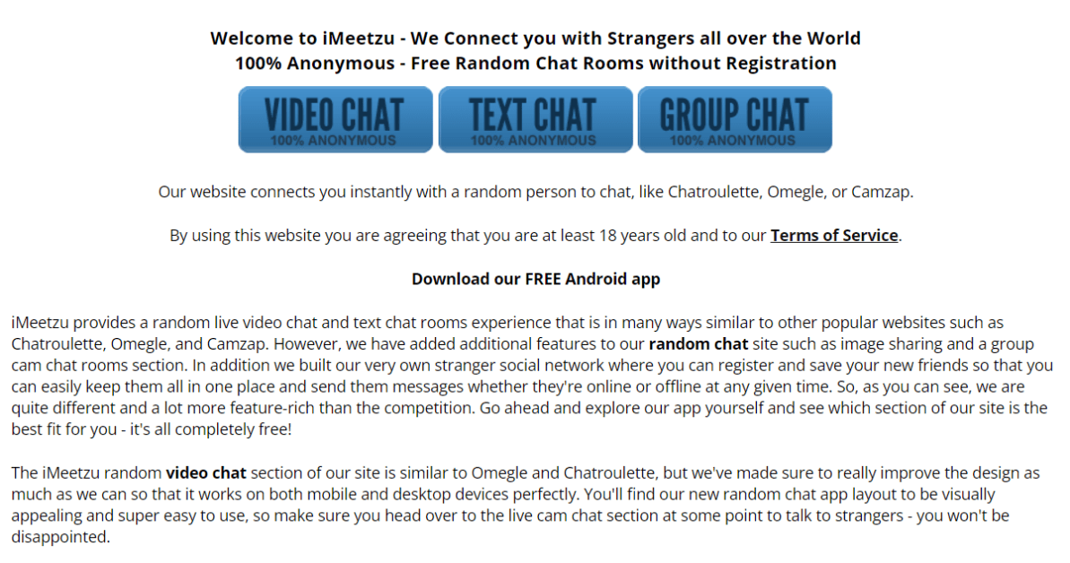 iMeetzu - One of the best Websites Like Omegle